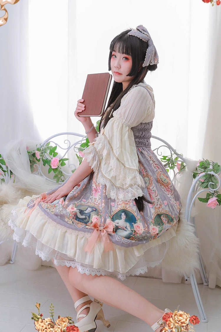 Portrait of A Little Lady Classic Vintage Lolita JSK with Ruffle Bowknot