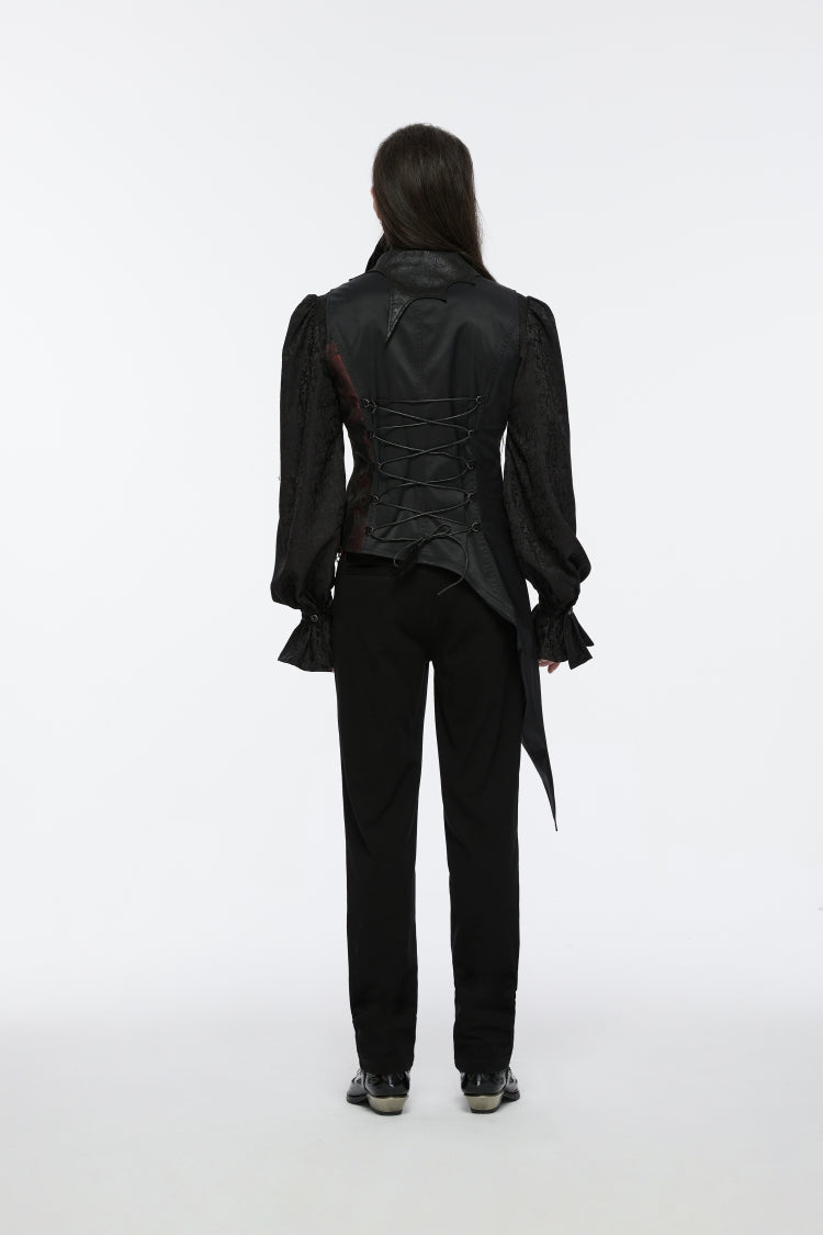 Embroidery Lace Asymmetric Gothic Sleeveless Vest for Men