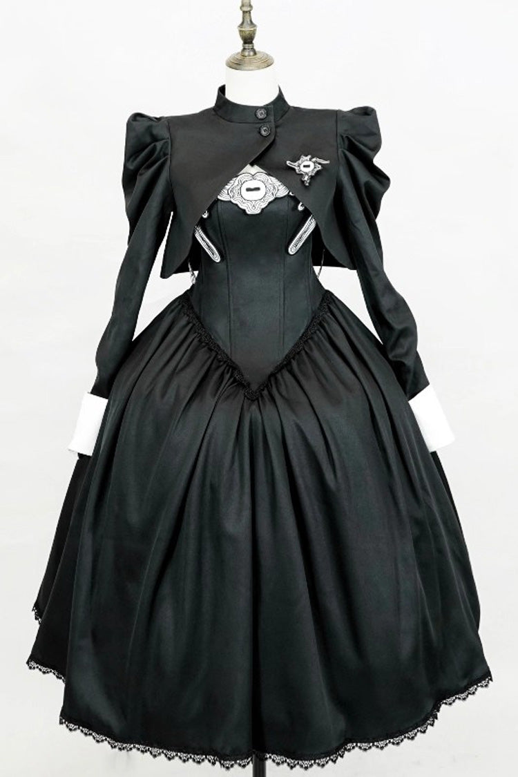 Jet Ruffled Sleeveless Bow Dress Long - Demon’s Eye