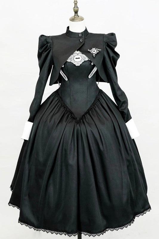 Jet Ruffled Sleeveless Bow Dress Long - Demon’s Eye