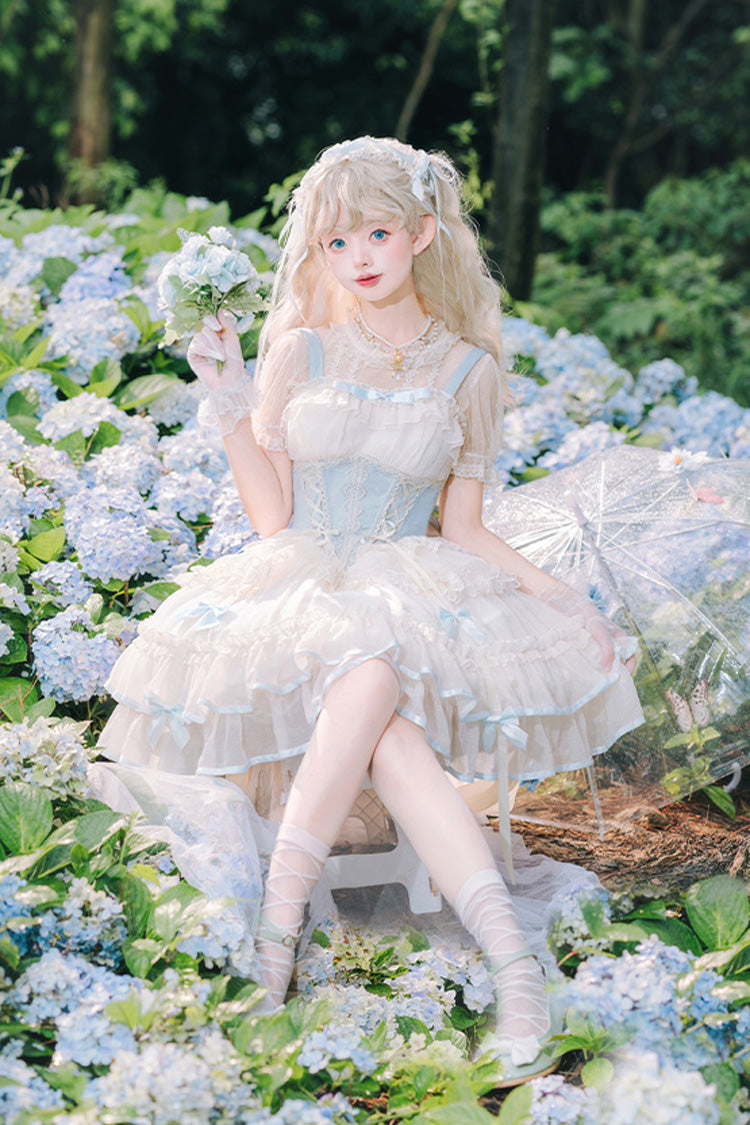 Light Blue Ballet JSK Dress with Triple Layers and Bow