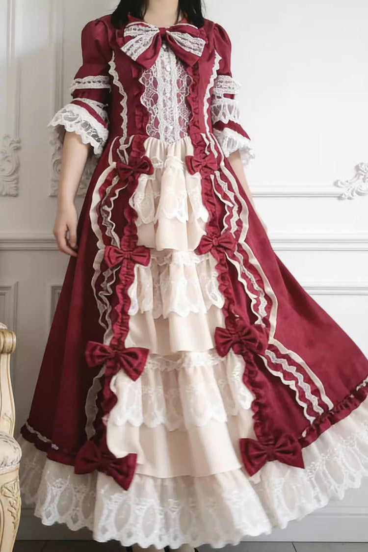 Victorian Lace Princess Dress - Plus Size Ruffled Front Bow
