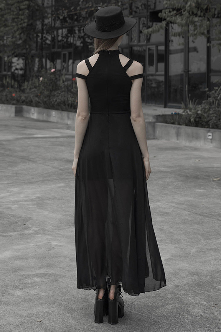 Lunar Printed Mesh Stitching Long Gothic Dress