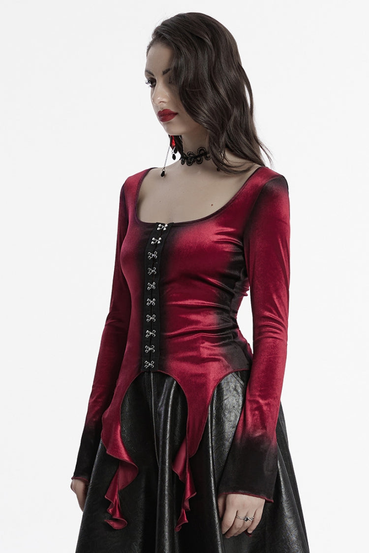 Scarlet Gradient Irregular Gothic Blouse