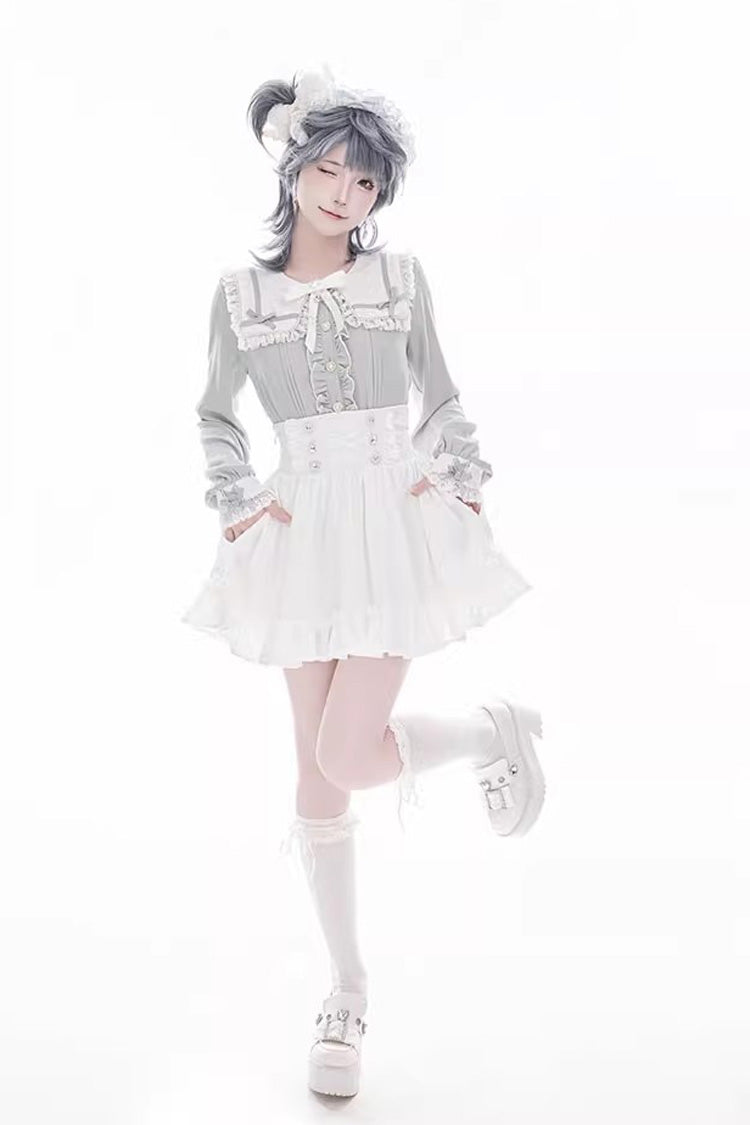 Sweet Ruffle Lace Lace-Up Japanese Jirai Kei Skirt 4 Colors