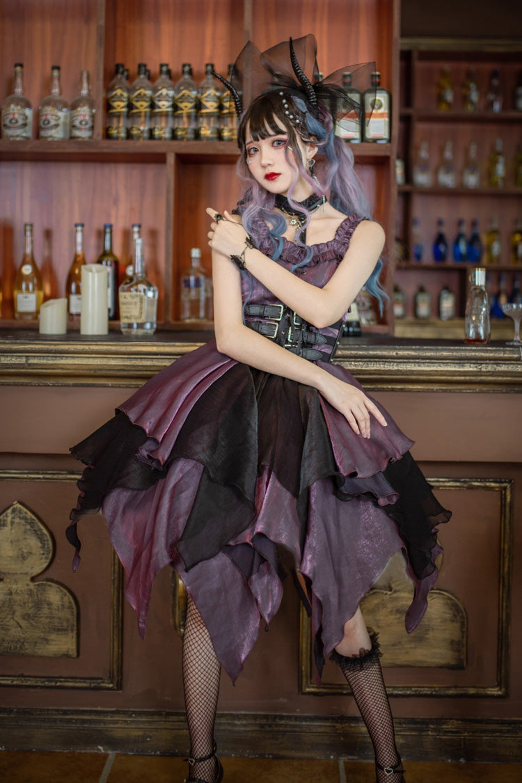 Purple Lust Multi-Layered Asymmetric JSK Gothic Lolita Dress