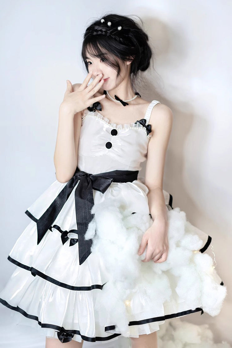 Gothic Sleeveless JSK with Contrasting Rose Hues and Wide Tiered Skirt in 3 Colorways