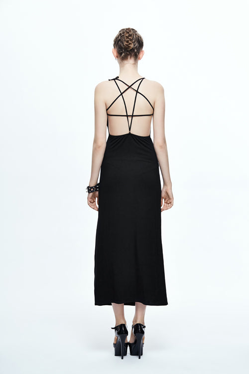 Five-Pointed Star Mid-Length Gothic Slip Dress
