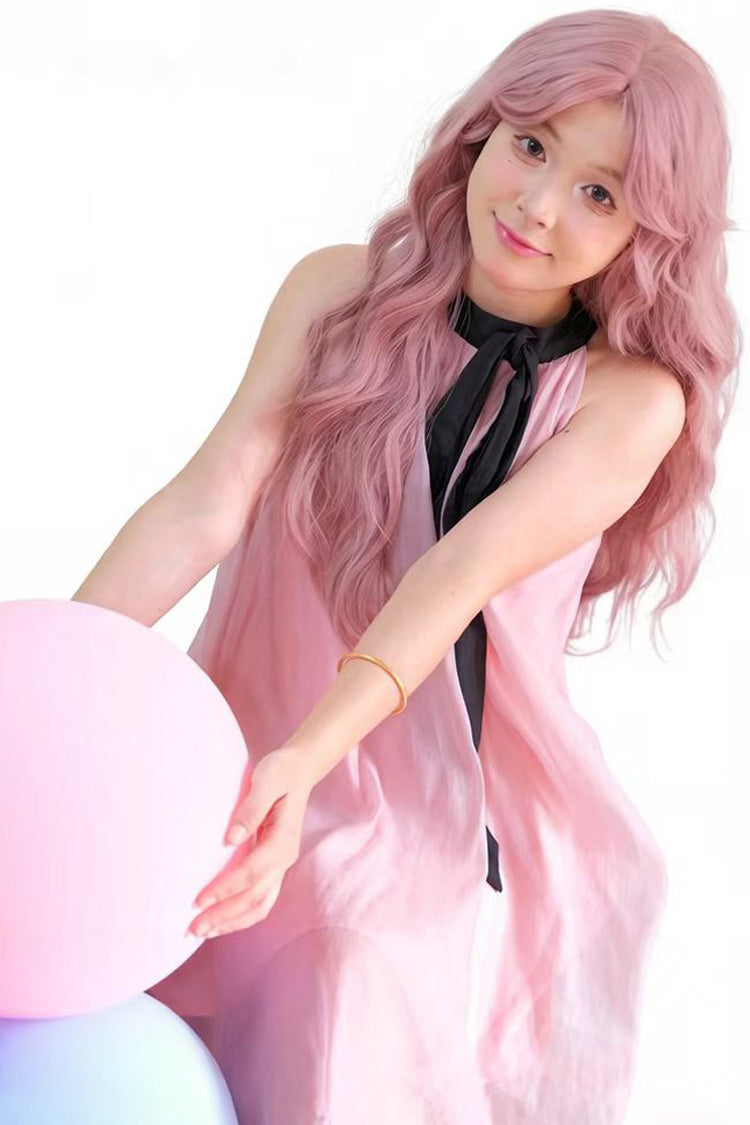 Sakura Pink Soft Curl Wig with Stylish Bangs - Sweet Lolita