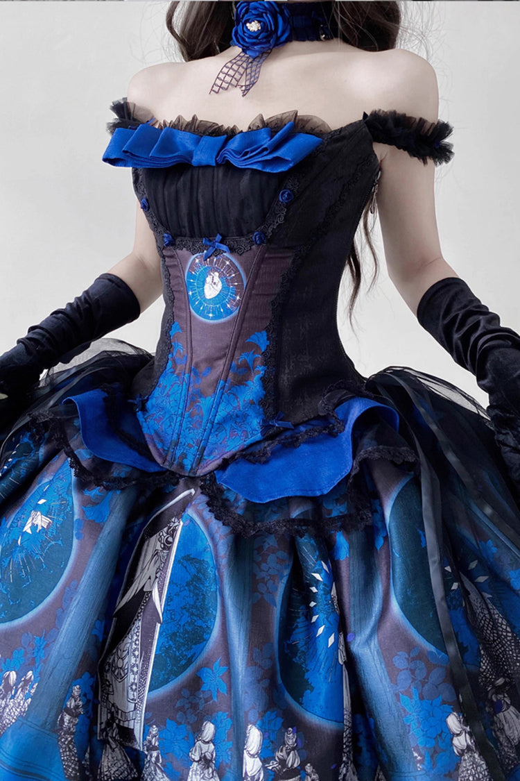 Embroidered Gothic Lolita Skirt with Print Detail