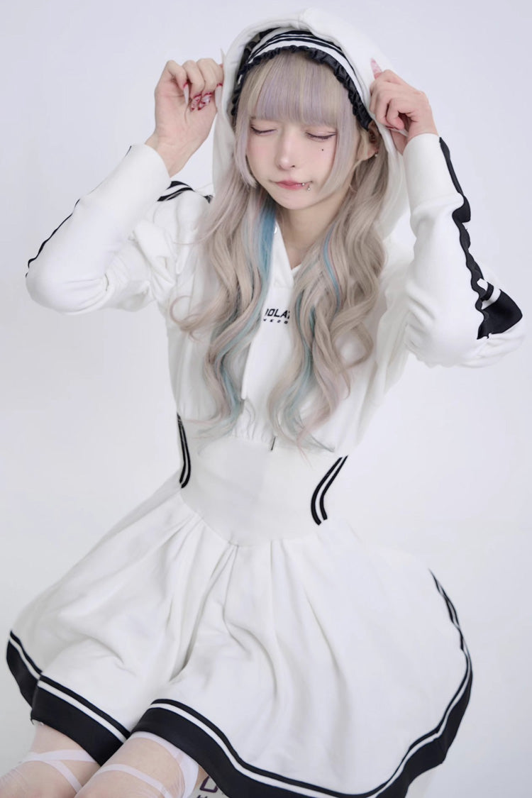 Punk Knit Midi Dress with Ribbon Accents - Jirai Kei
