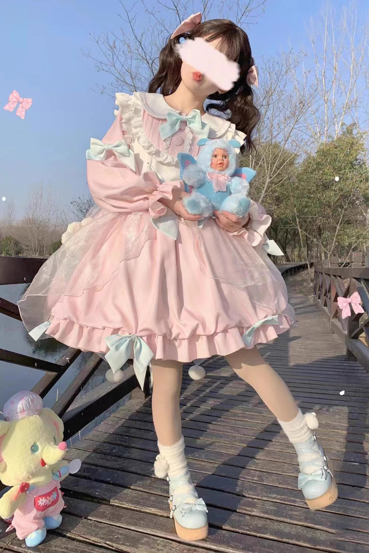 Bear Motif High-Waisted Ruffle Bow Sweet Lolita Dress