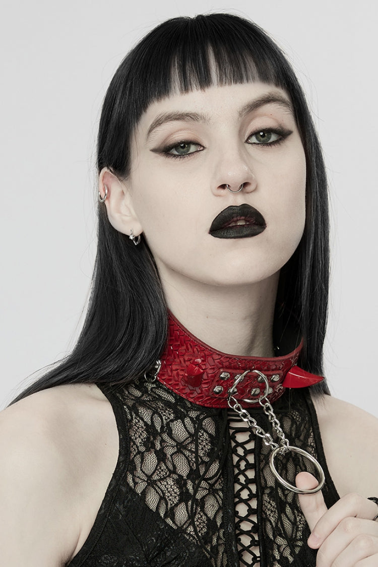 Reptile Texture Faux Leather Riveted Steampunk Choker