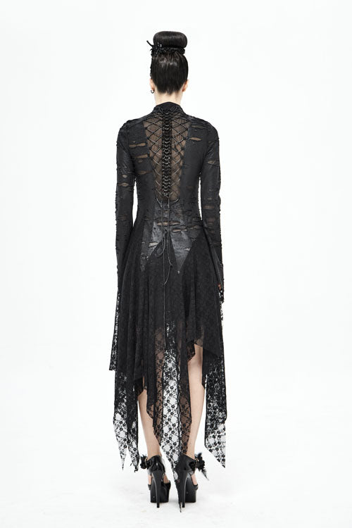 Dragon Spine Hole Decoration Long-Sleeve Gothic Dress