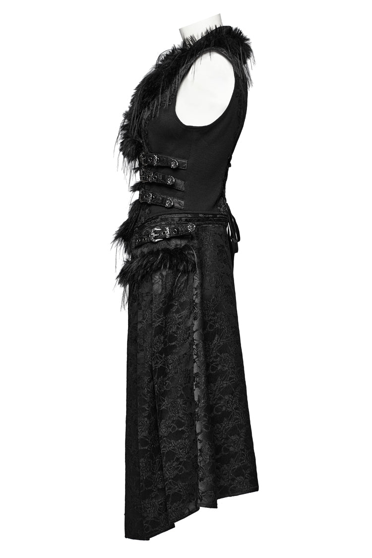 Detachable Jacquard Lace-Up Gothic Sleeveless Vest