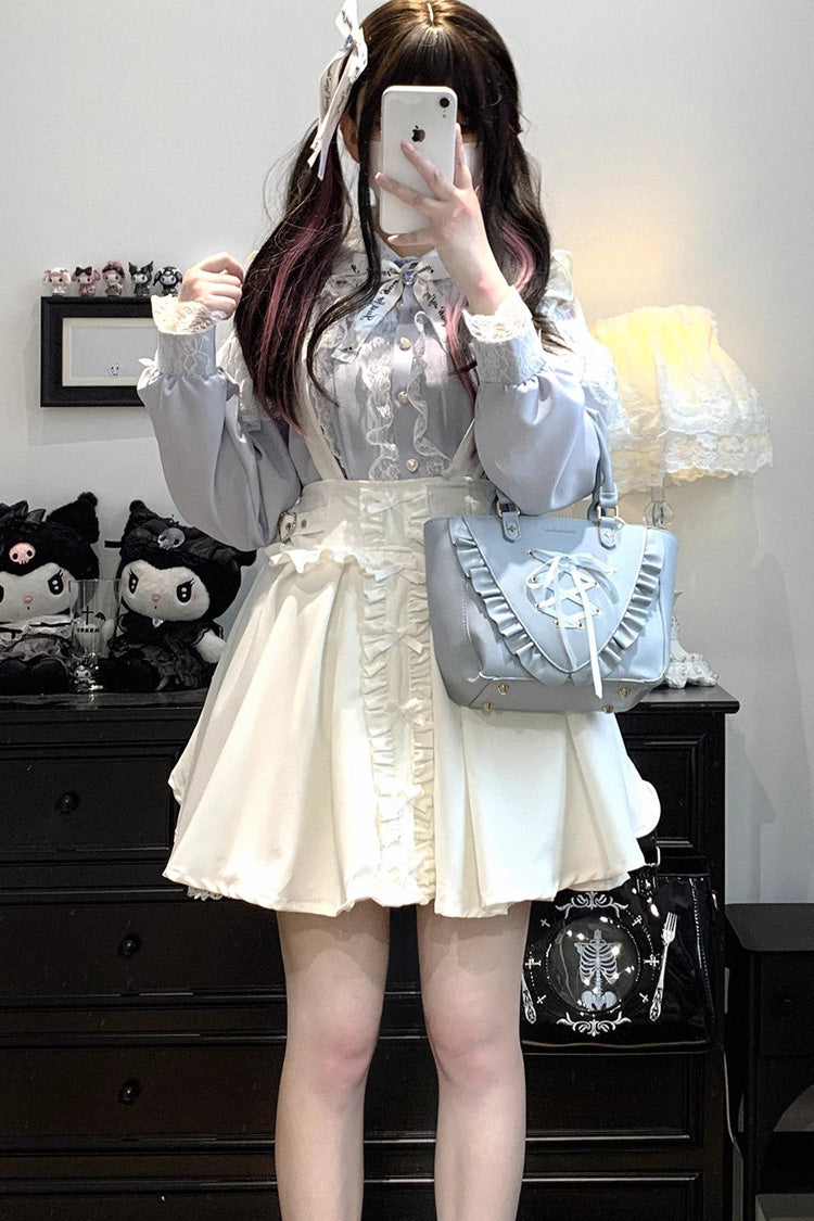 Dolls Only Ruffle Bow Lace Lace-Up Sweet Jirai Kei Strap Dress 4 Colors