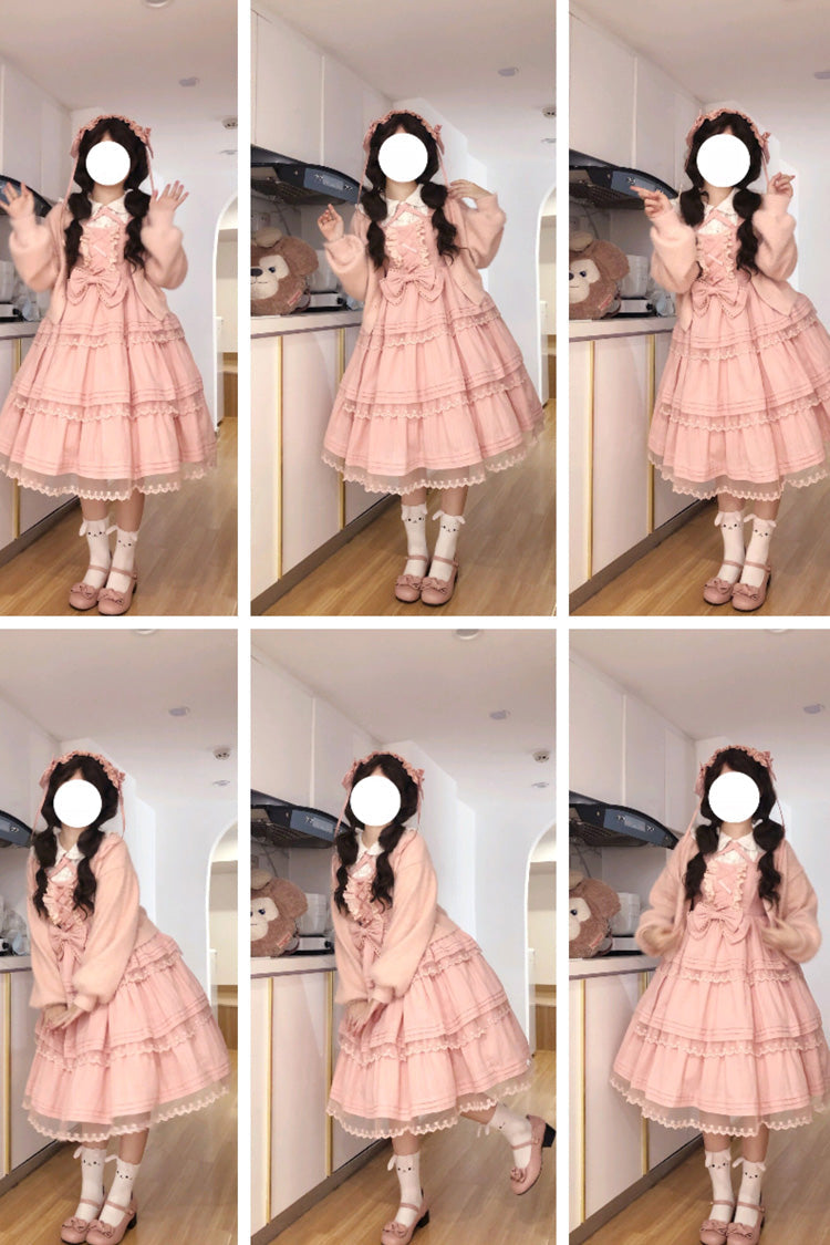 Blush First Love Triple Ruffle Bow Lace Lolita Gown