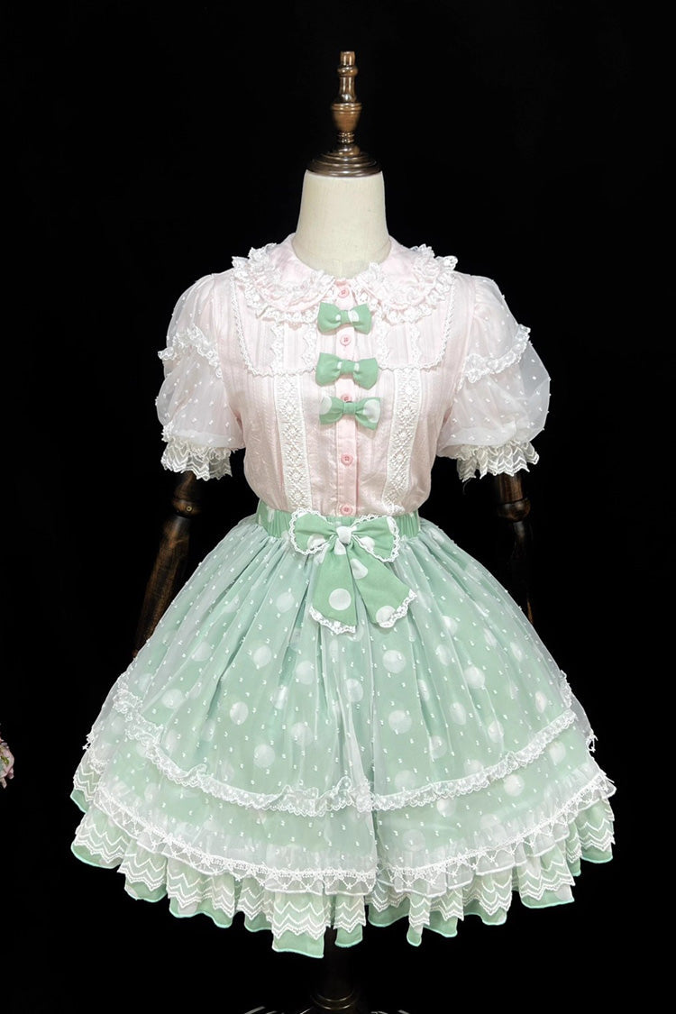 Printed Ruffled Bow Sweet Lolita Skirt