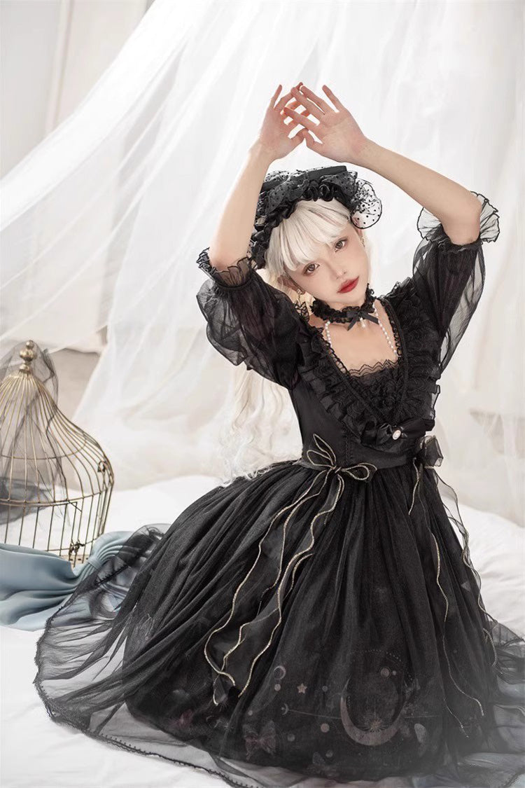 Planet Butterfly Printed Gothic Lolita Dress - Bowknot Classic