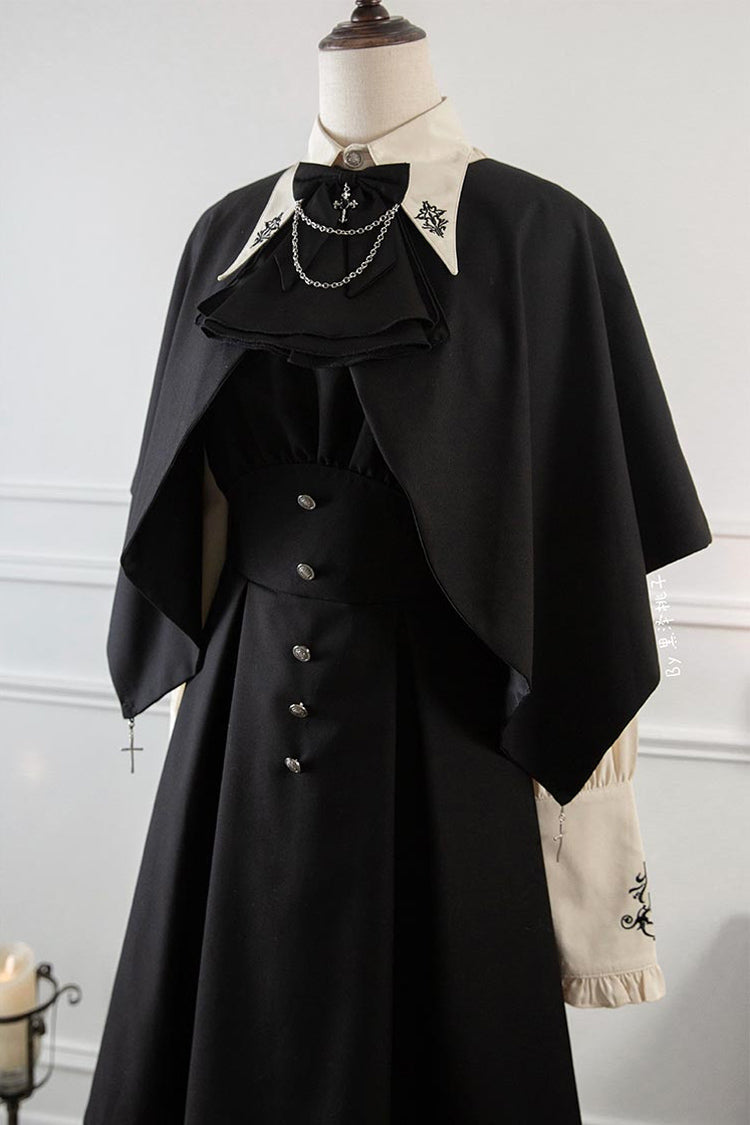 Gothic Lolita Dress with Metal Buttons and Raven Magic Theme
