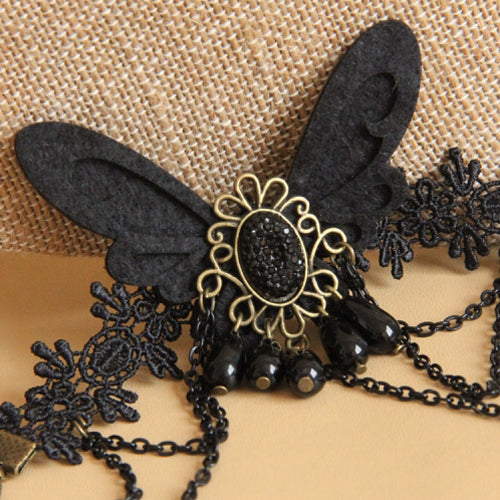 Gothic Lolita Retro Black Lace Ring and Bracelet Jewelry Set