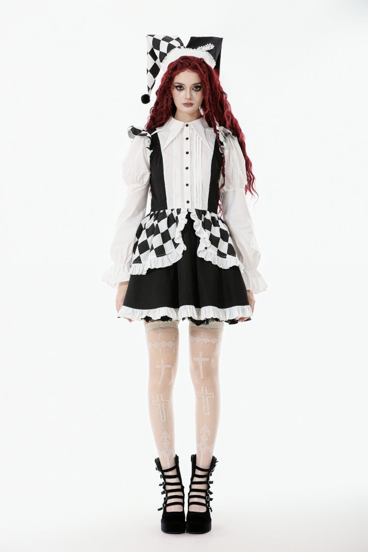 Sharp Point Collar Long Puff Sleeves Gothic Dress