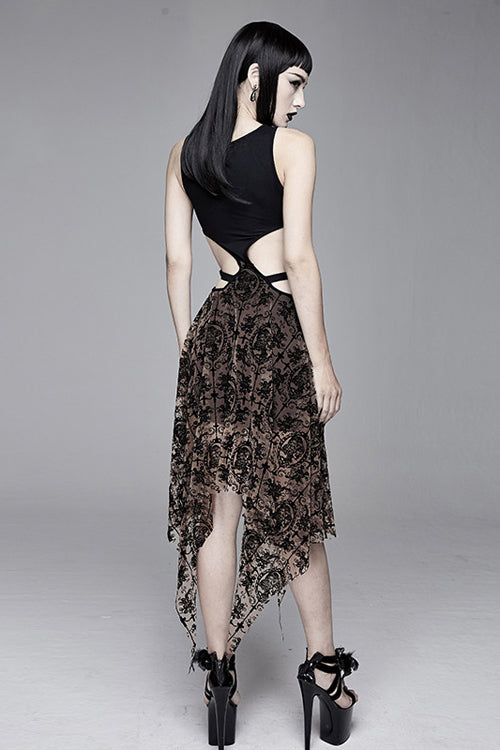 Semilucent Hollow Out Sleeveless Mesh Dress