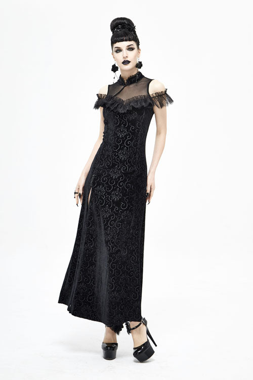 Gothic Dress with Cheongsam Velvet 3D Print Style