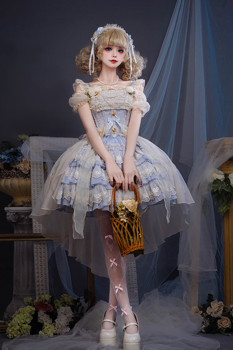 Multi-Layered Ruffle Bow Ballet Lolita JSK Dress