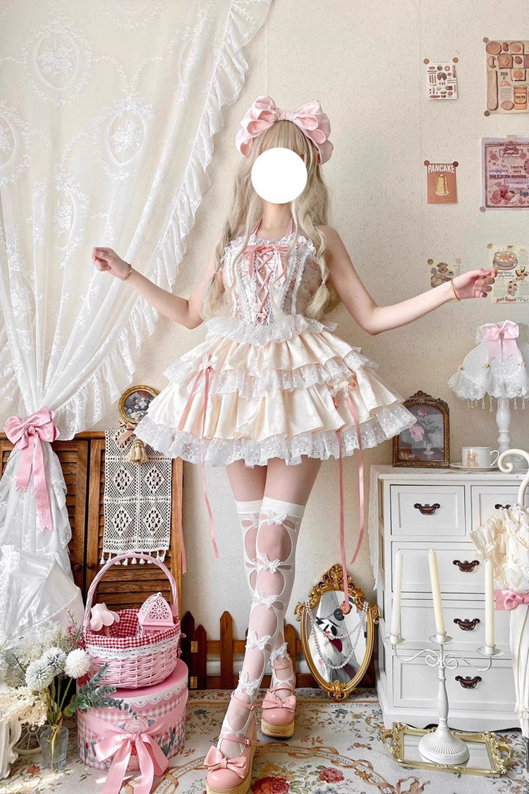 Ballet Lace Bowknot Sweet Lolita JSK Set - Multi-Layer Ruffled