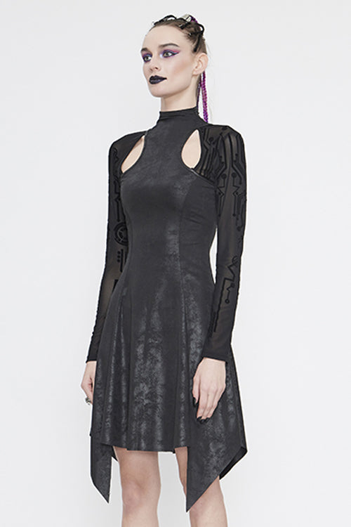Irregular Cutout Long Sleeve Punk Dress