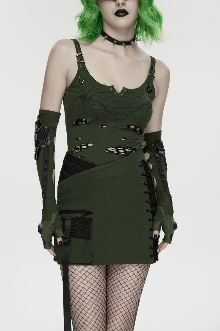 Asymmetrical Slim Skirt with Lace-Up and Eyelets