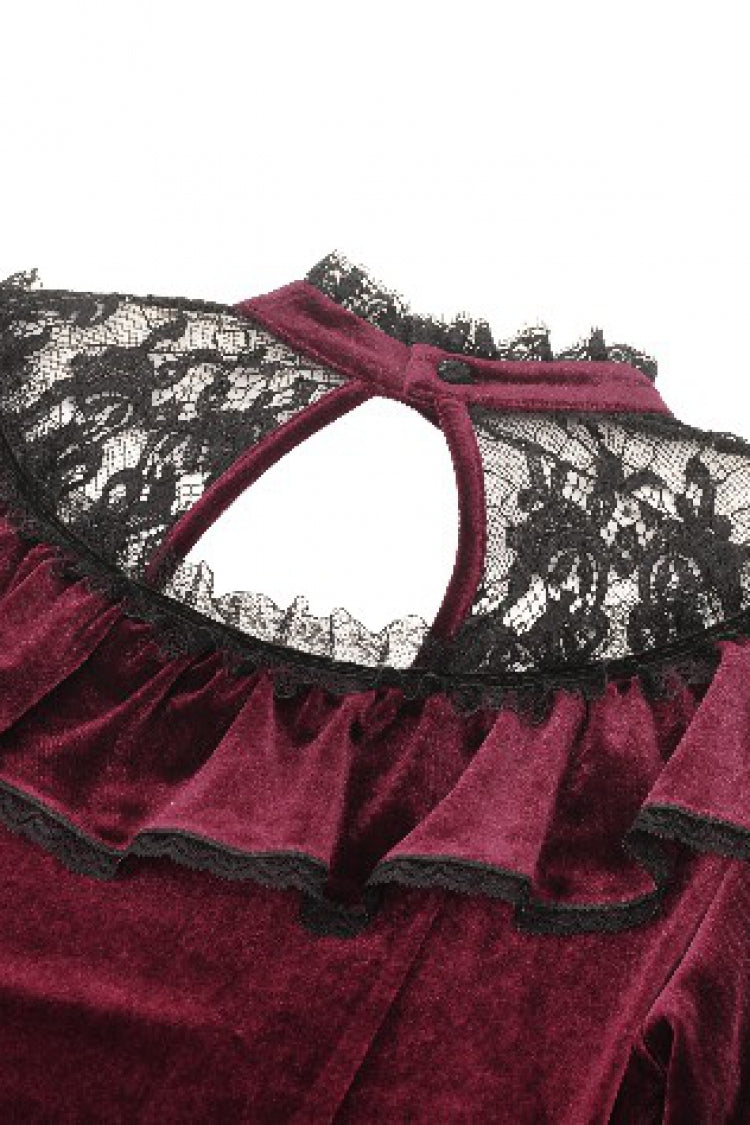 Scarlet Crochet Velvet Gothic Graduation Gown