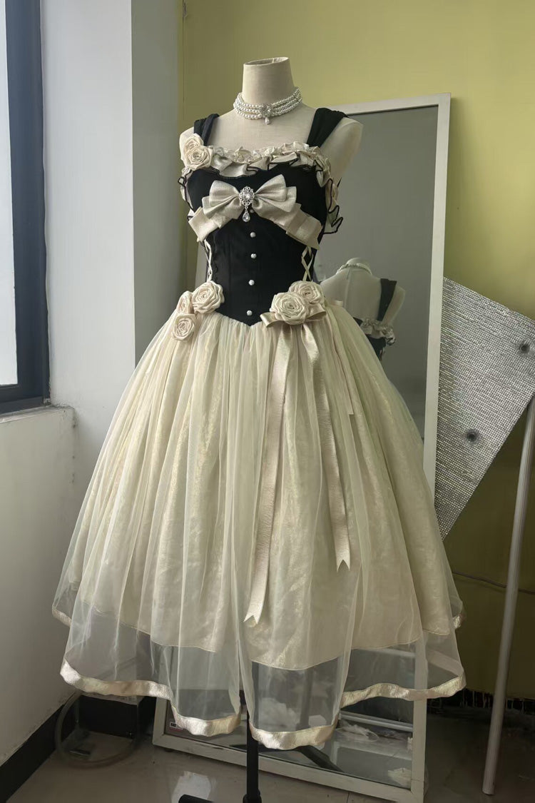 Paris Souvenir Sleeveless Ruffle Fishbone Pearl Classic Elegant JSK