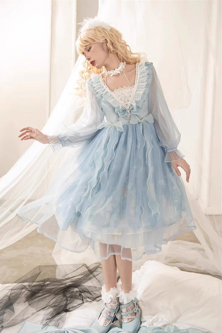 Planet Butterfly Printed Gothic Lolita Dress - Bowknot Classic
