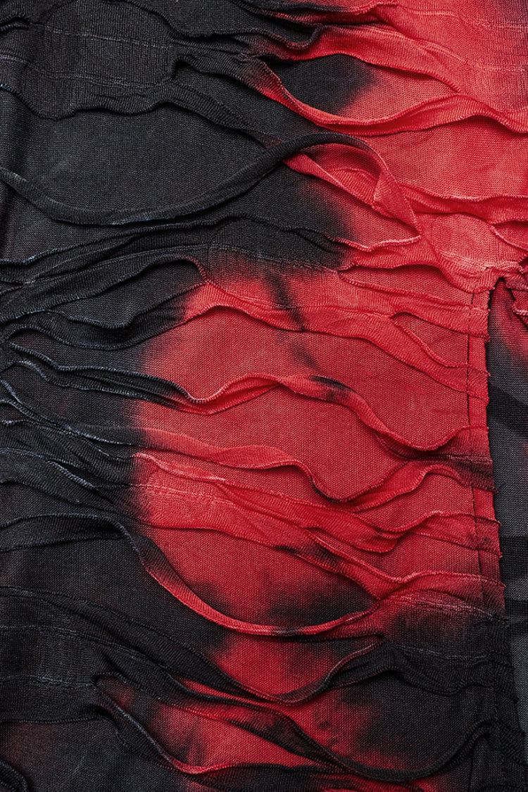 Scarlet & Black Contrast Print Ripped Gothic Dress