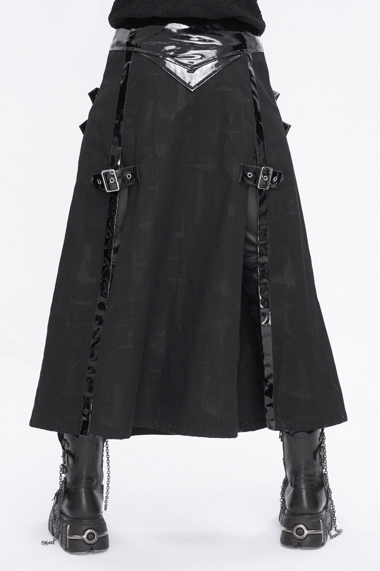Patent Split Front Punk Skirt for Men
