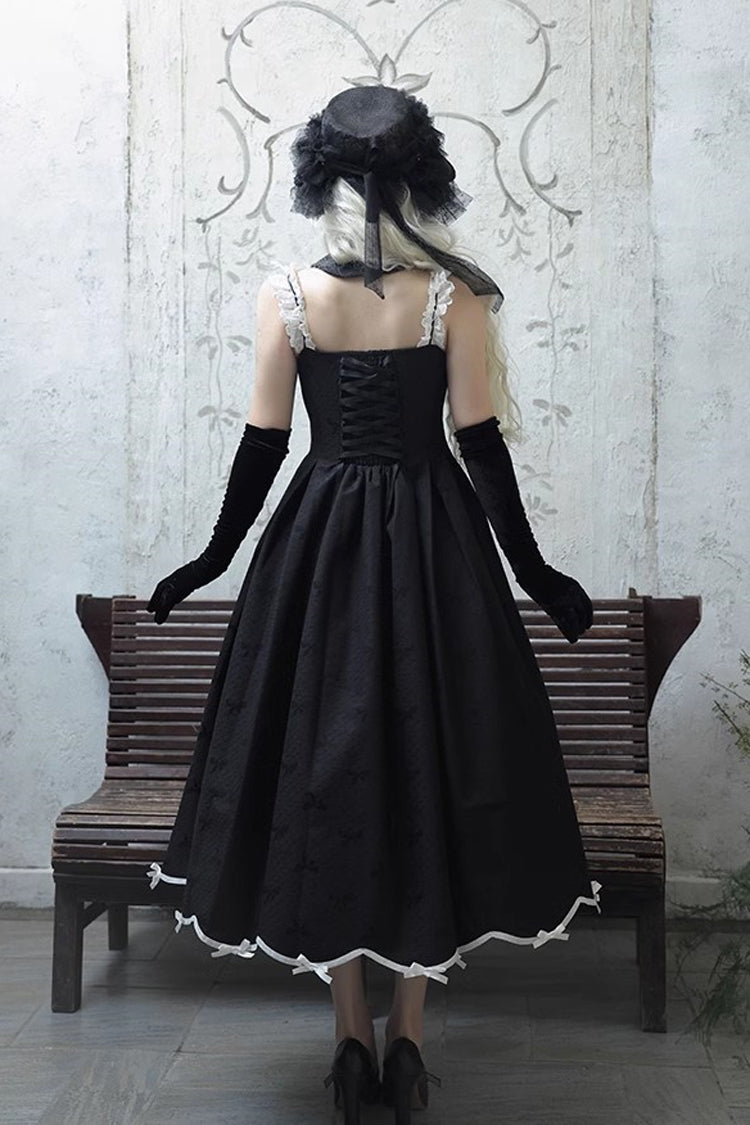 Black Short Sleeve Sweet Elegant Princess Lolita Long Dress - Swan