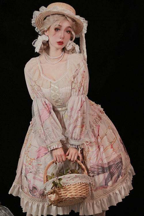Pink Printed Sweet Lolita One-Piece Dress