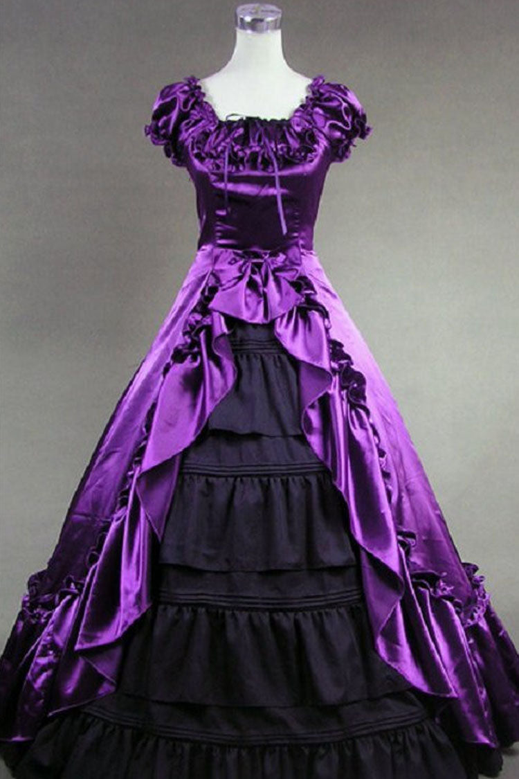 Purple Square Collar Sleeveless Victorian Dress