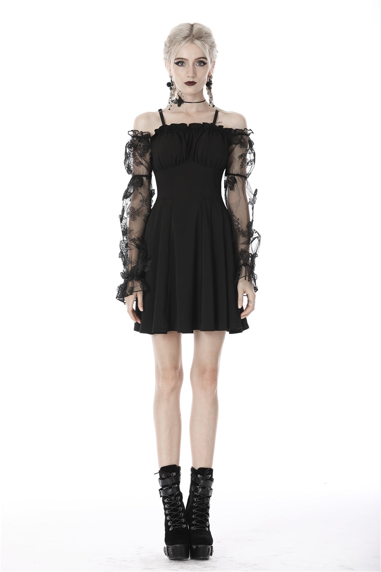 Graduation Lace Dress with Off-Shoulder and Lace-Up Front