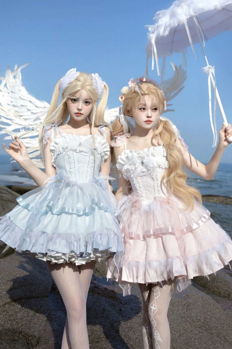 Wings Arrival Multilayer Ruffle Ballet Sweet Elegant Lolita Jumper Dress 3 Colors