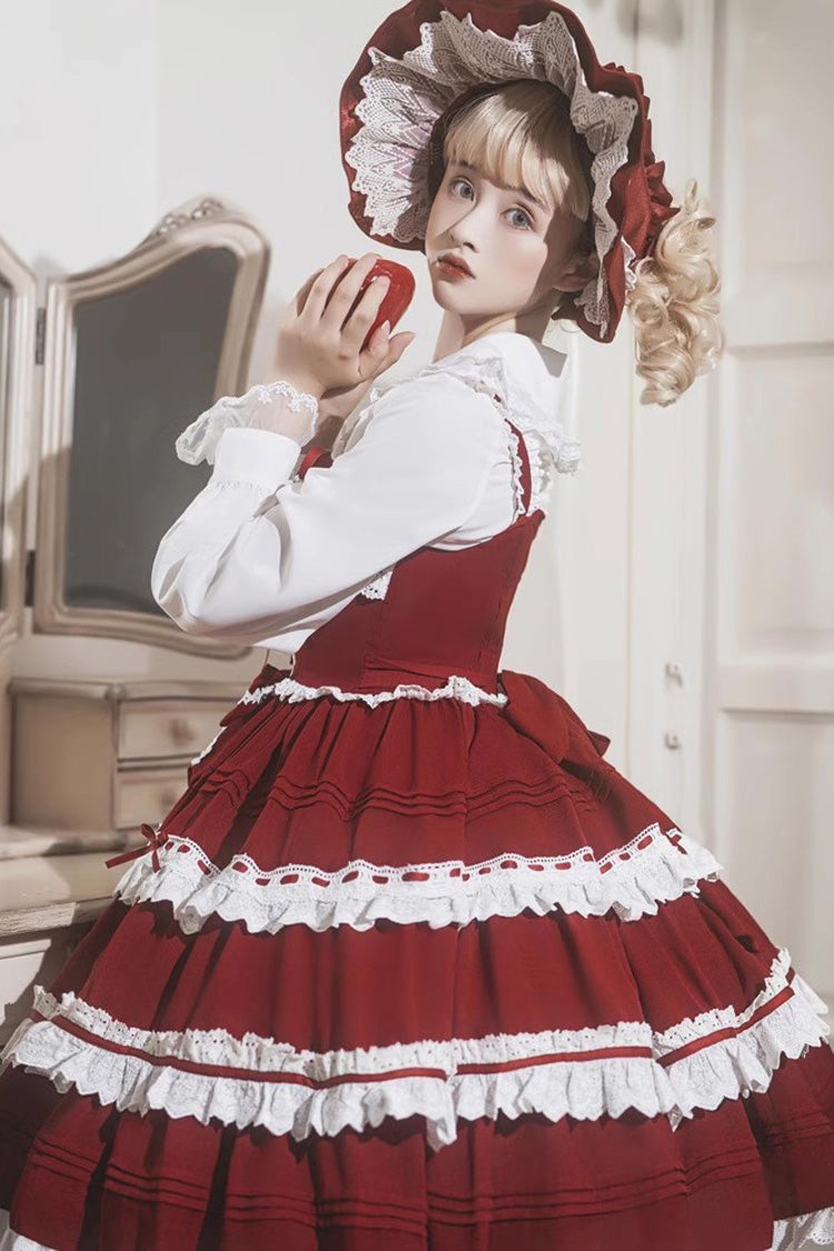 Red/White Sleeveless Bowknot Multi-Layer Sweet Lolita Jsk Dress
