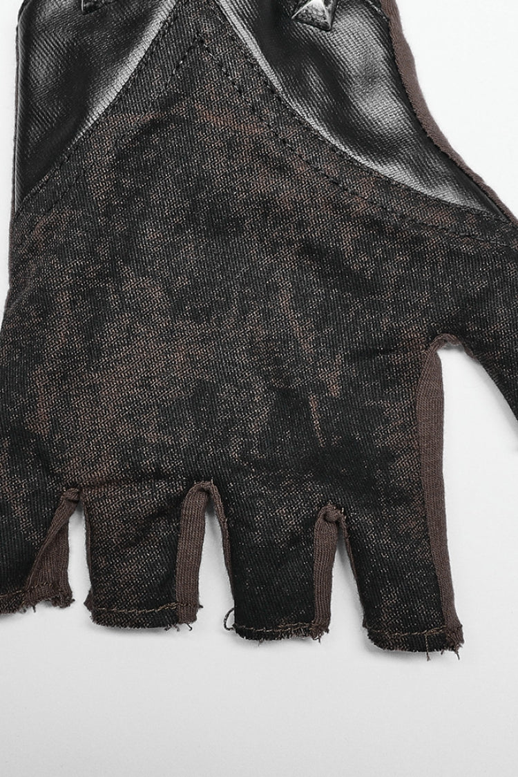 Steampunk Lace-Up Gloves with Rivet Print for Men in 2 Tones