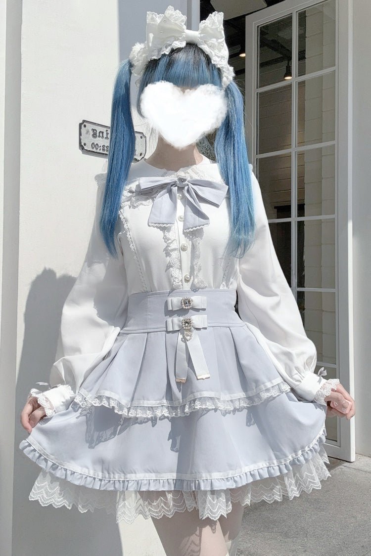 Bunny-Eared Bow and Lace Jirai Blouse in Three Shades