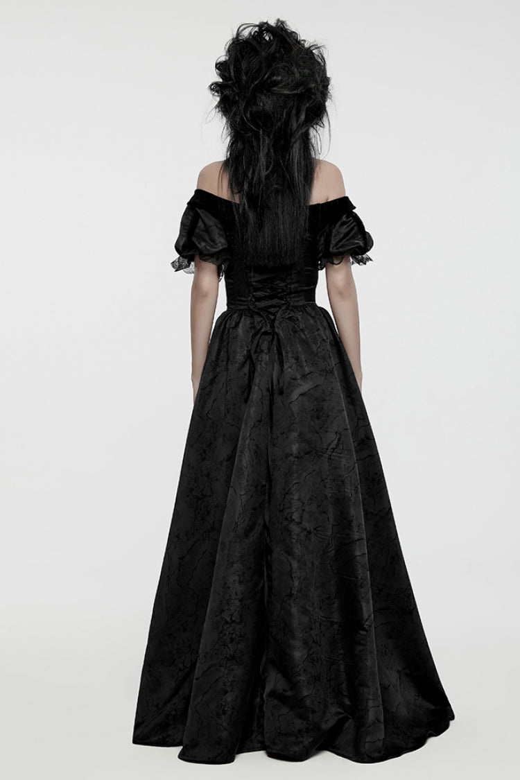 Gothic Dress with Puff Sleeves and Lace-Up Front