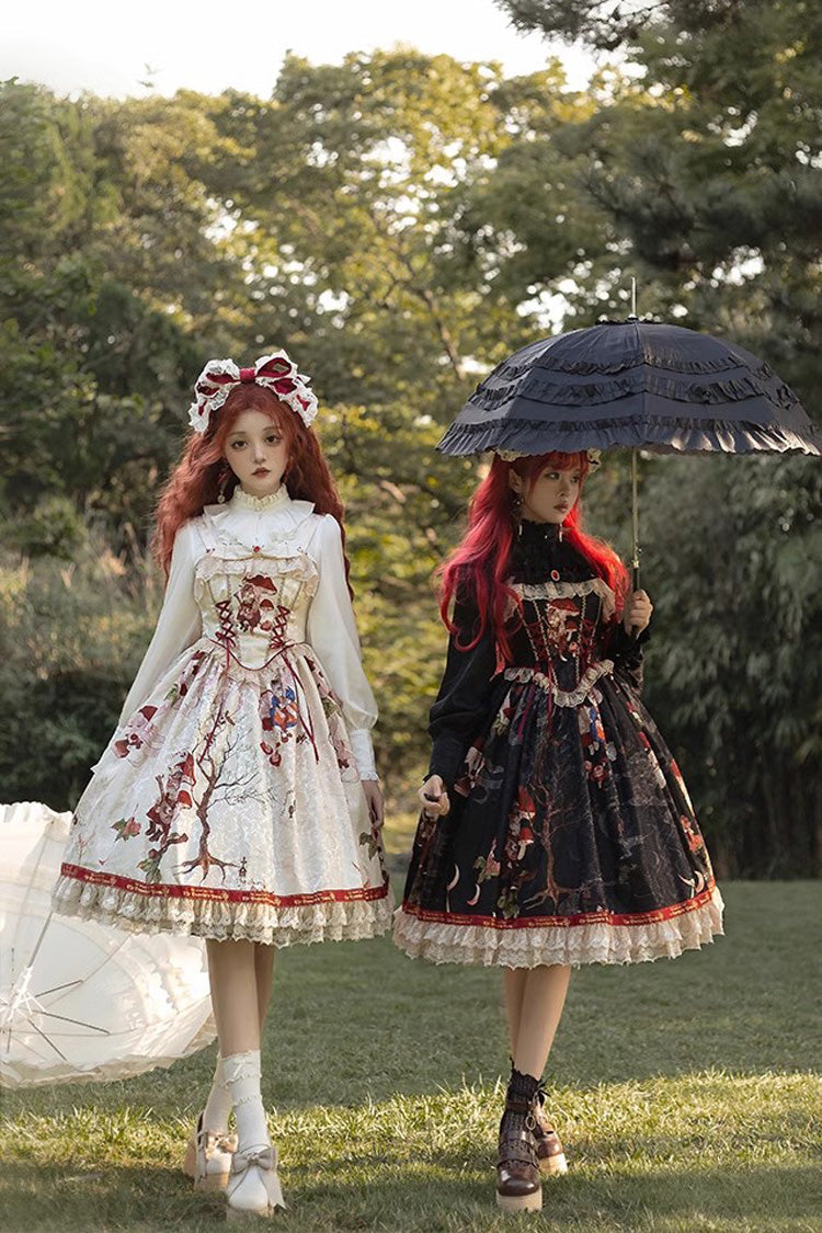 Cat Traveler Print Ruffle Vintage Elegant Sweet Lolita Jsk Dress