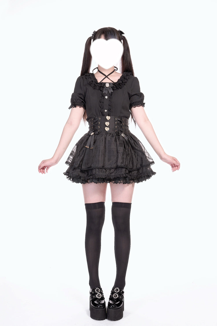 Love Hanabi Triple-Bow Organza Skirt - Three Color Options