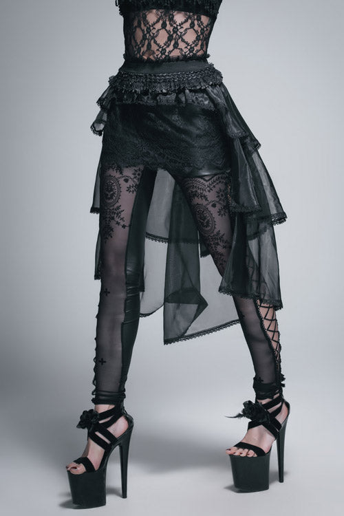 Gothic Black Organza Swing Multi-Layer Puffy Half Skirt