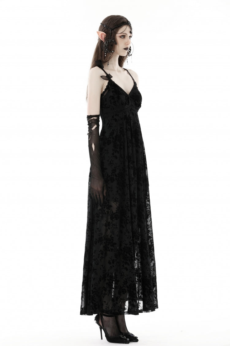 Sleeveless Lace Gothic Maxi Rose Slip Dress